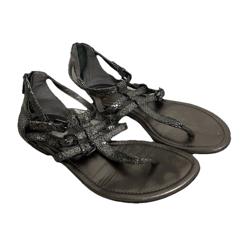 Isola Leather Women's Gladiator Sandals Silver Metallic Reptile Print Size 6